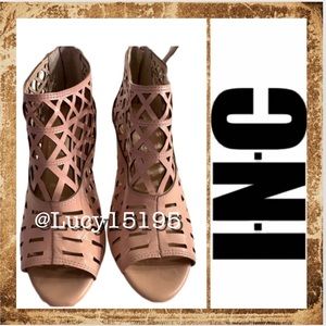 ❤️I•N•C International Concepts Rammee Blush Pink/Nude Caged Peep Toe Ankle Boots
